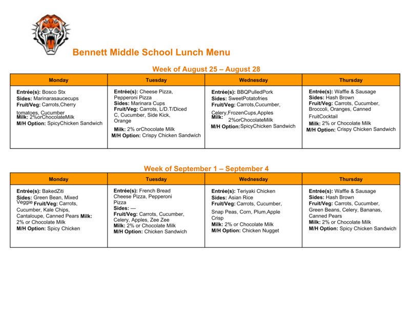 Lunch Menu Page 1