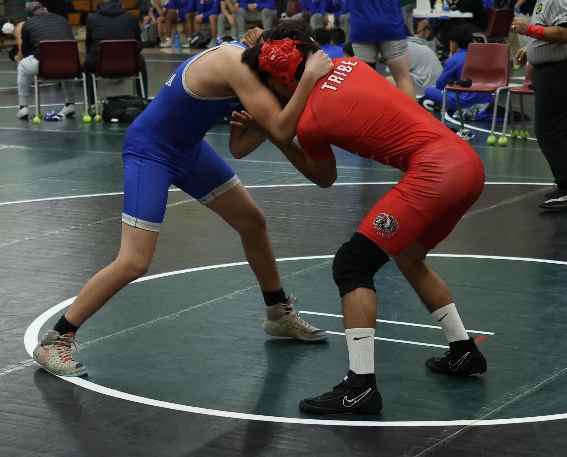 Boys wrestling in the Liberty Duals event 15