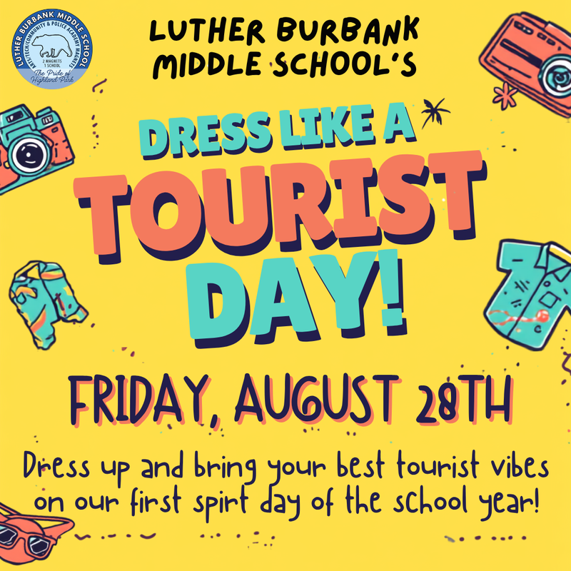Friday 8/28 spirit day: Dress like a Tourist