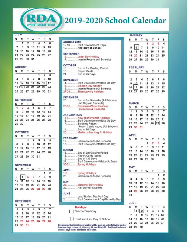 RDA Releases 2019-2020 Calendar Featured Photo