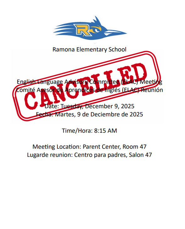 12.9.25 ELAC Meeting Cancelled Bilingual
