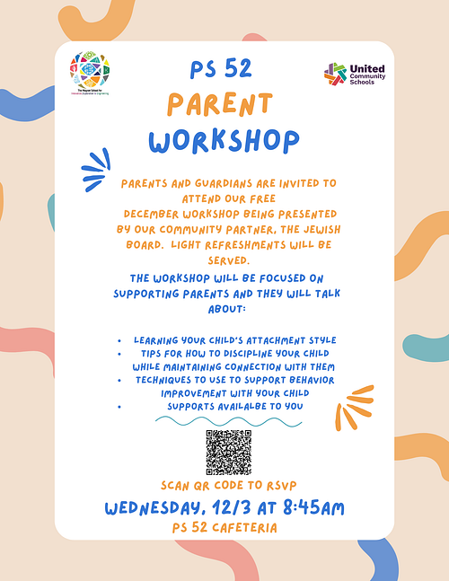 parent workshop December 3rd flyer