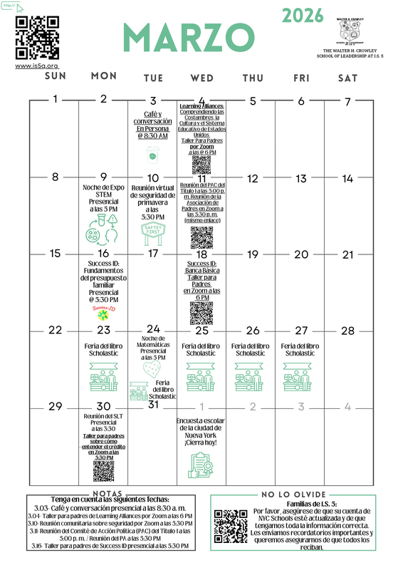 School Calendar Spanish