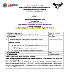 Elecciones de Padres SSC YOUAHS 22/9/25 a las 9 AM, híbridas en Aula 1 o Zoom, mismo enlace.