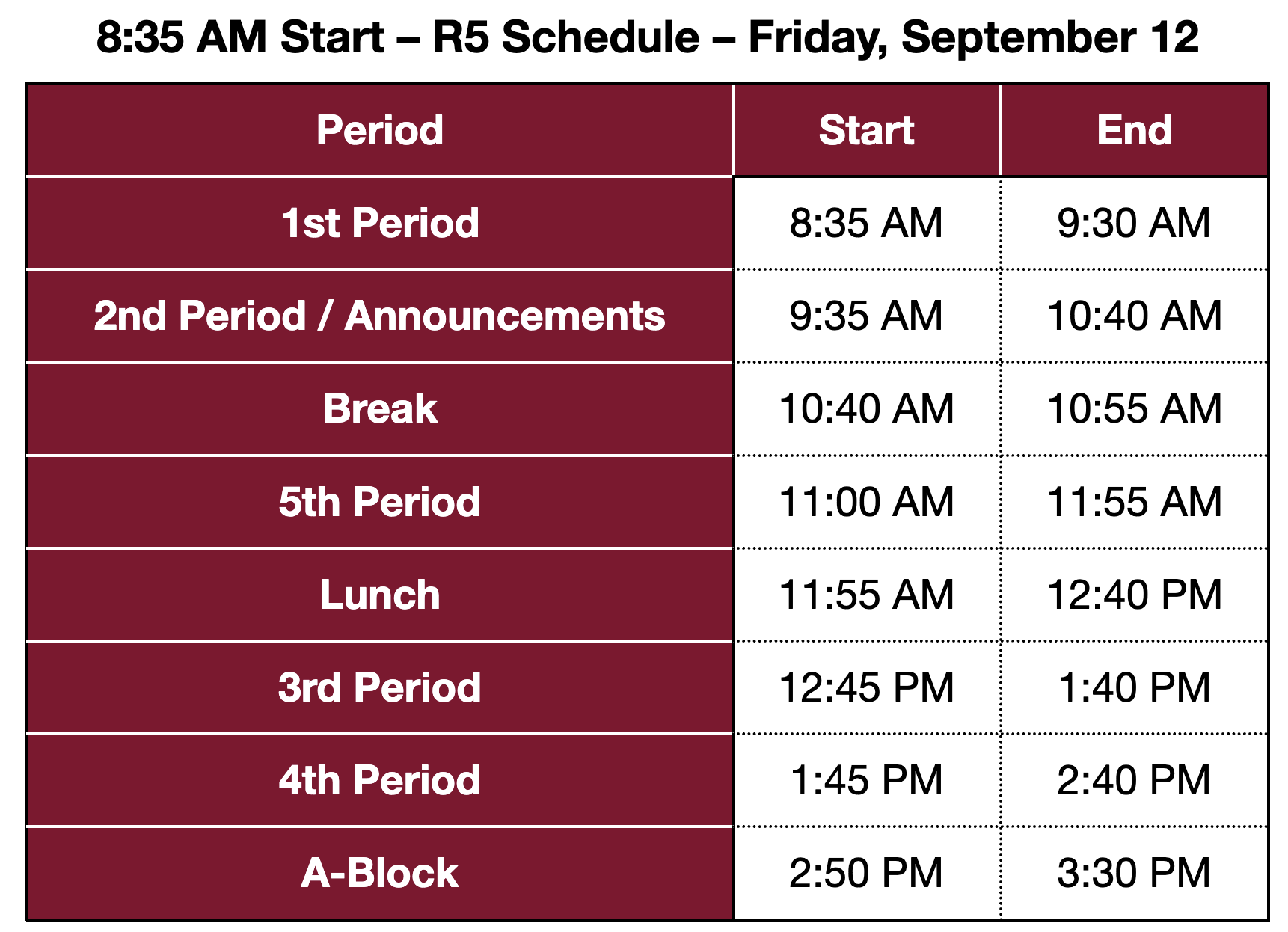 Bell Schedules Image