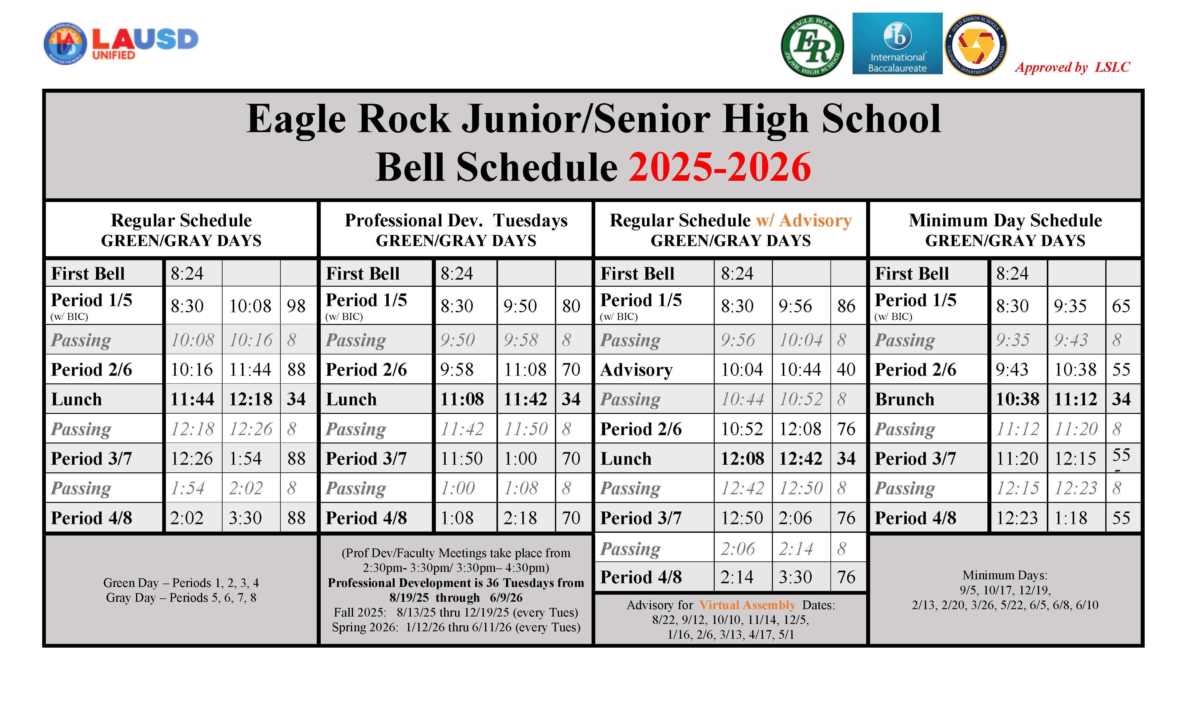2025-2026 Bell Schedule