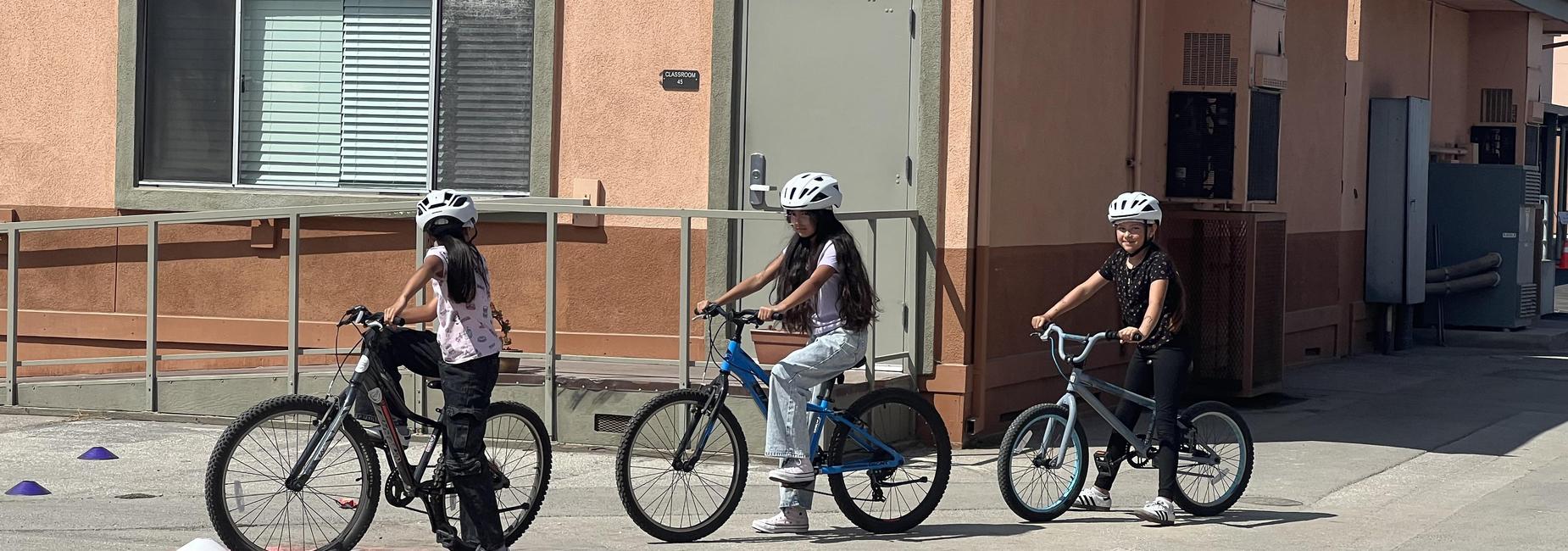 Students on bikes