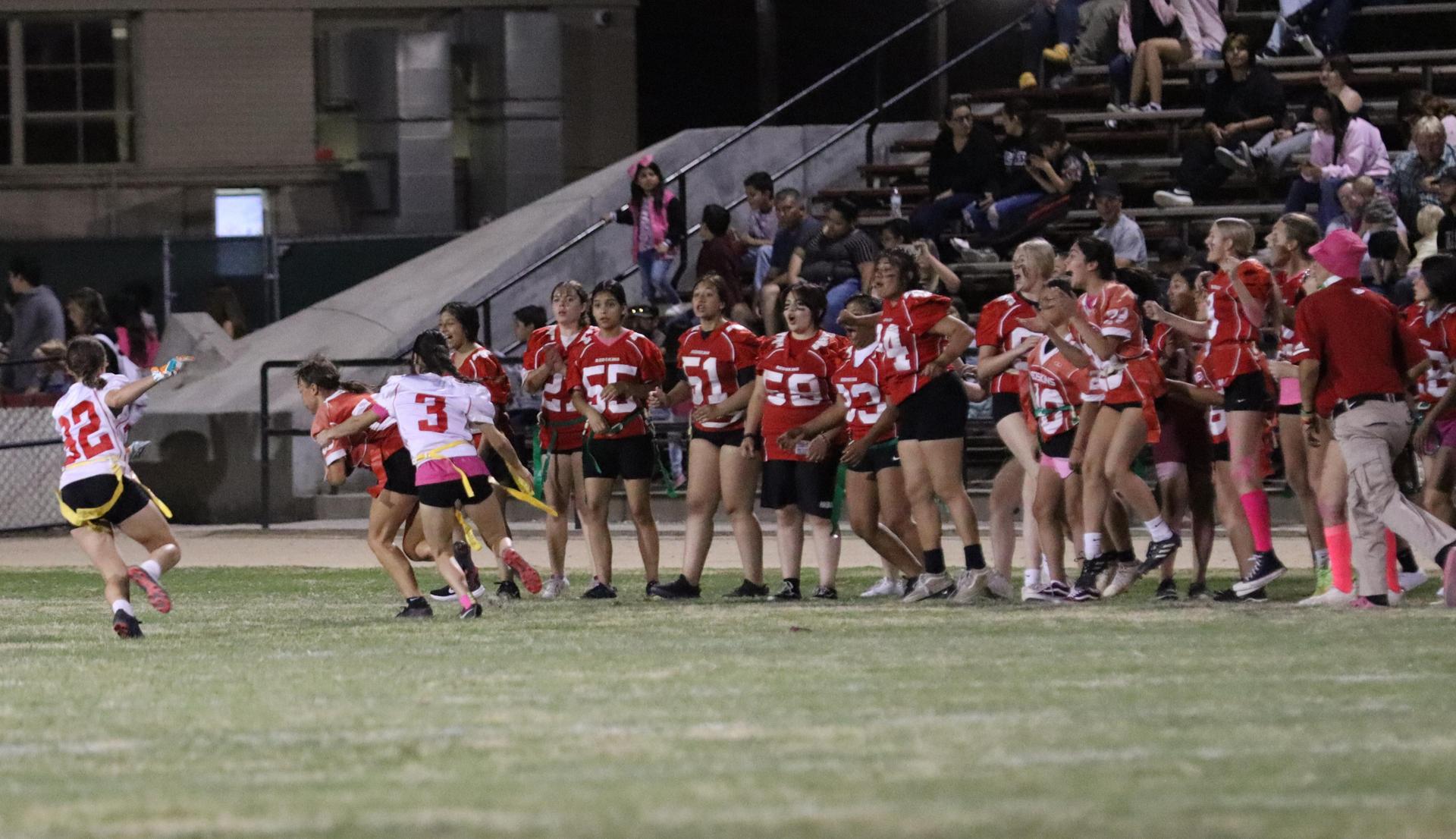 girls playing flag football