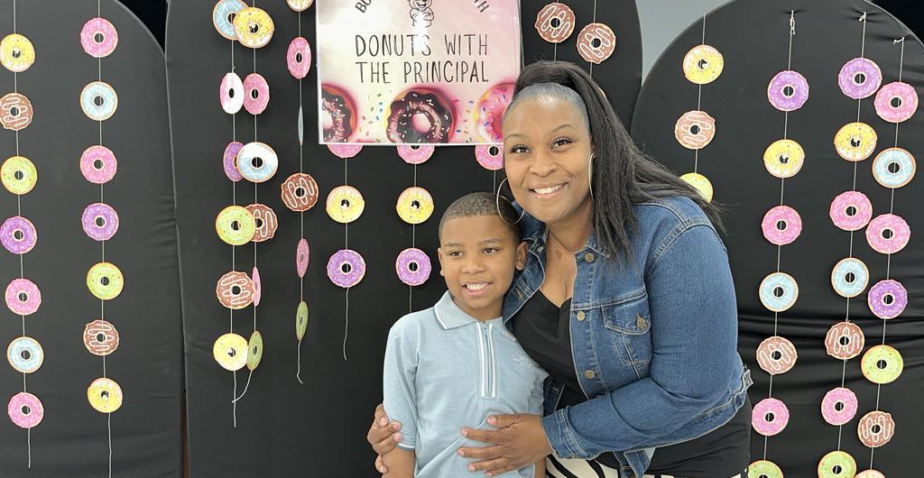 Parent and child at Student of the Month Celebration
