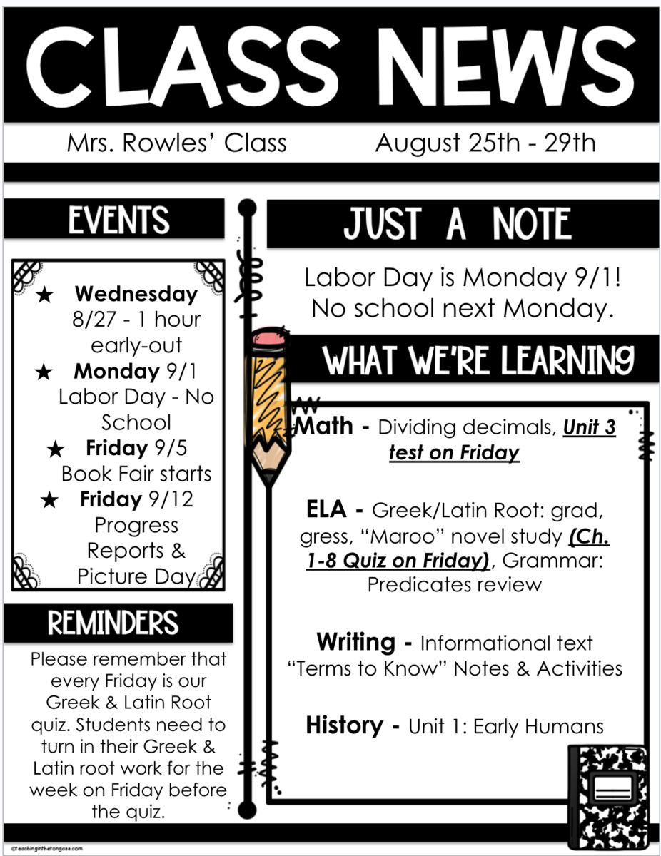 weekly newsletter