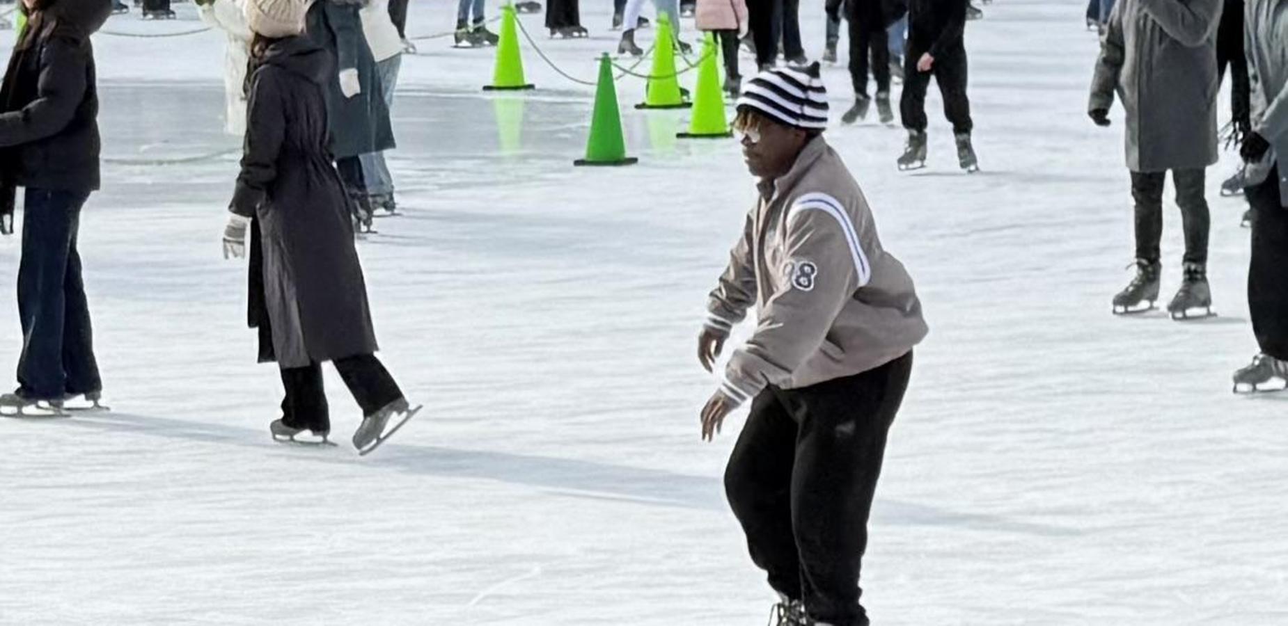 Student ice skating