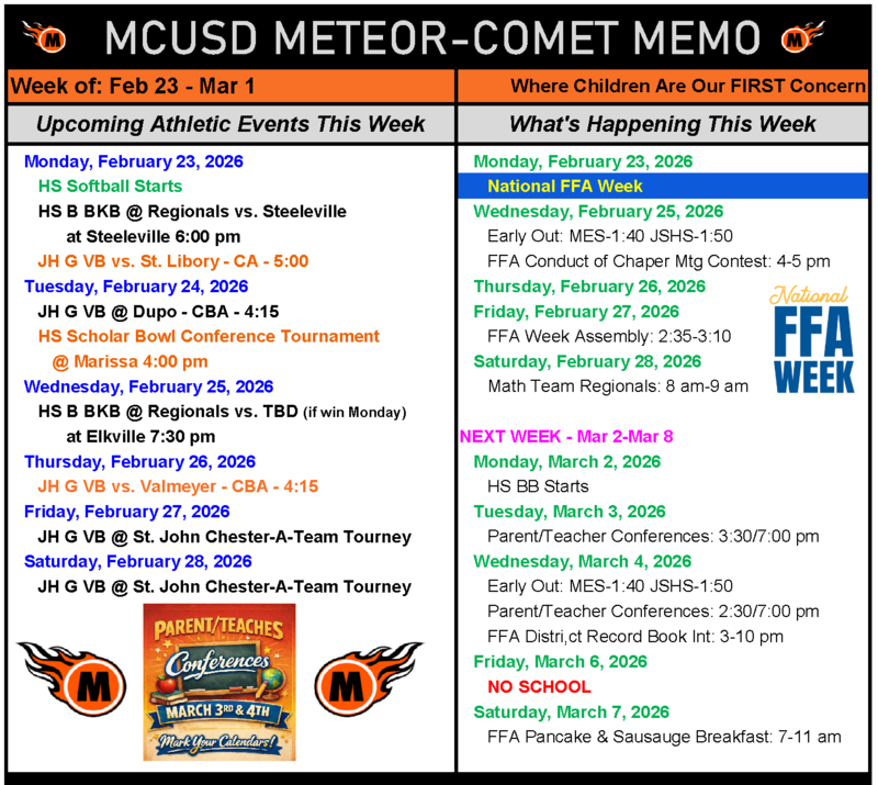 MCUSD Weekly Memo for February 23 to March 1