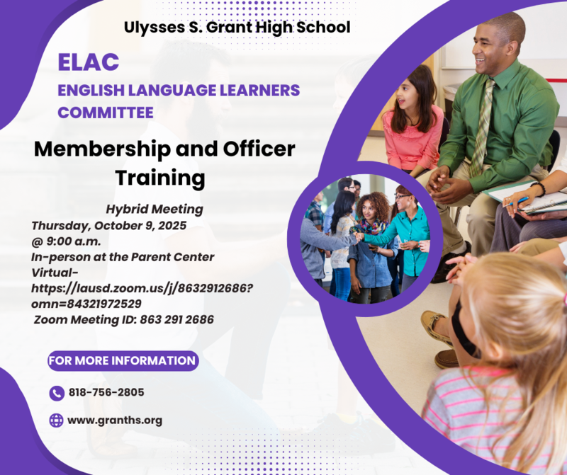 ELAC Membership and Officer Training - Thursday, Oct. 9 at 9 AM - Hybrid Meeting