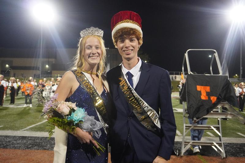 Avery Hagemann and Oliver Lietz are crowned as the homecoming queen and king.