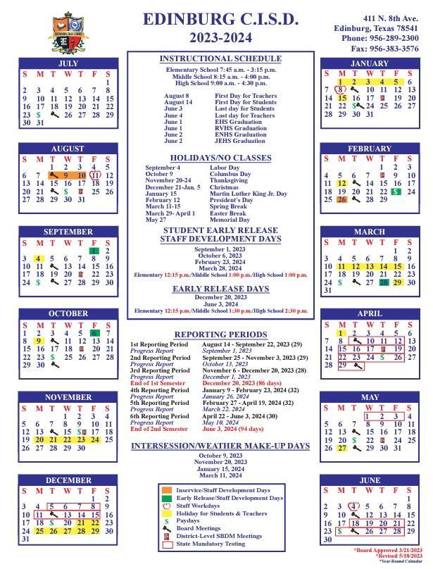 2023-2024 ECISD School Calendar | Freddy Gonzalez Elementary 2023-2024 ECISD School Calendar | Freddy Gonzalez Elementary