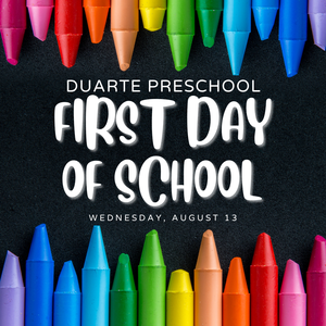 varied colored crayons lined up, first day of school Aug. 13