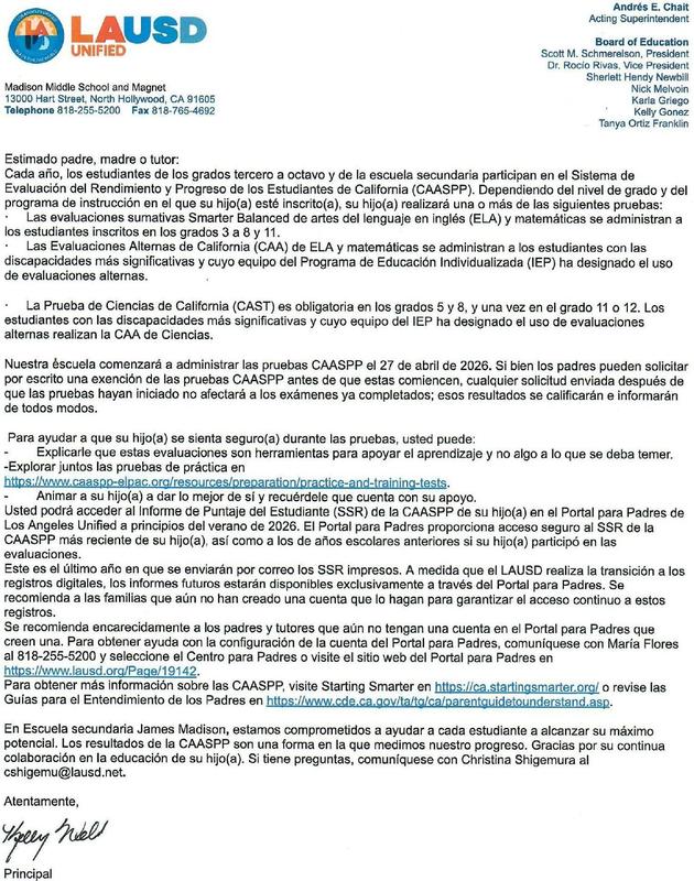 CAASPP Letter