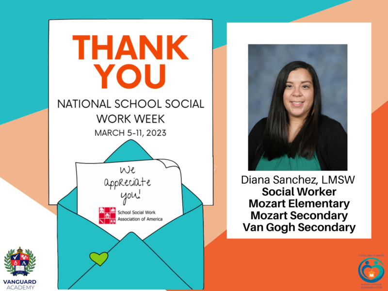 Vanguard Academy would like to thank our school social workers for their amazing work and dedication towards making our schools a better place!