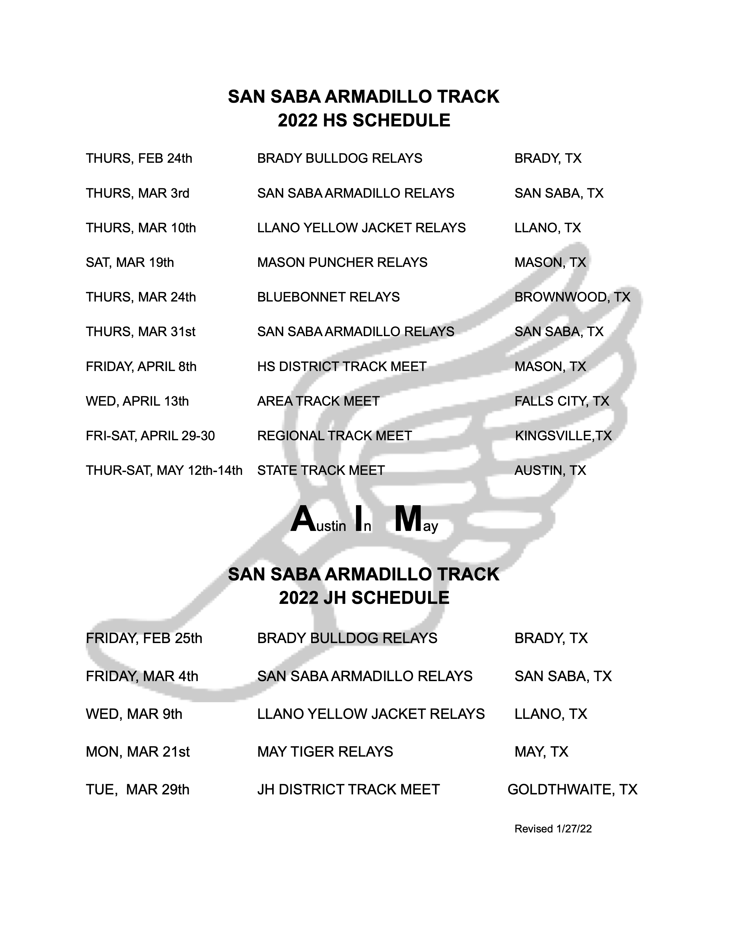 Middle School Track Athletics San Saba Independent School District