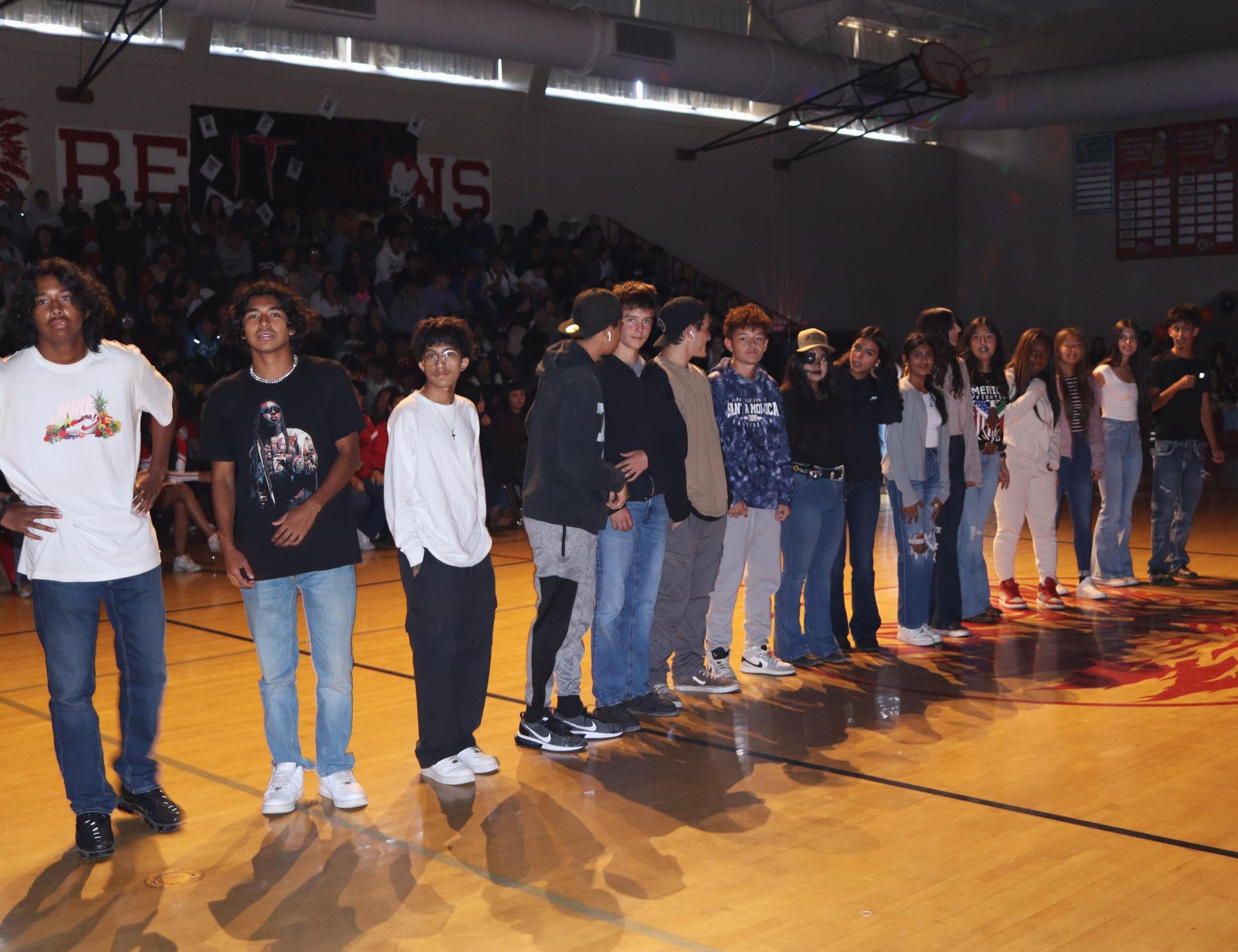 Students and staff enjoying the fall sports rally
