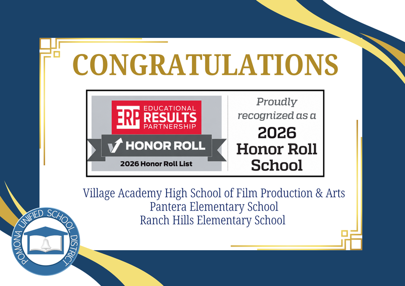 PUSD Honor Roll School banner announcement