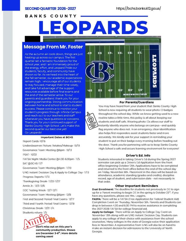 BCHS 2nd Quarter Newsletter