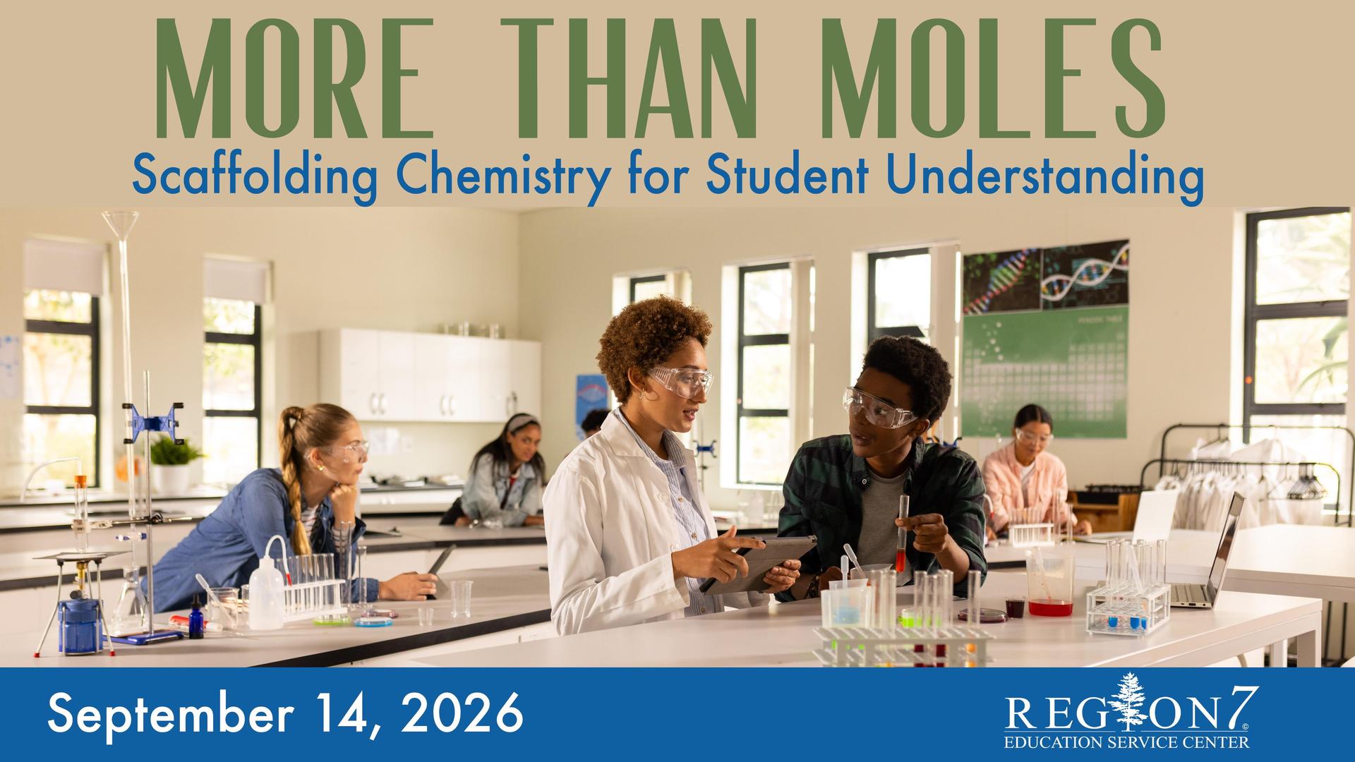 Students wearing safety goggles collaborate during a chemistry lab investigation.