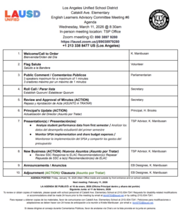 ELAC Agenda