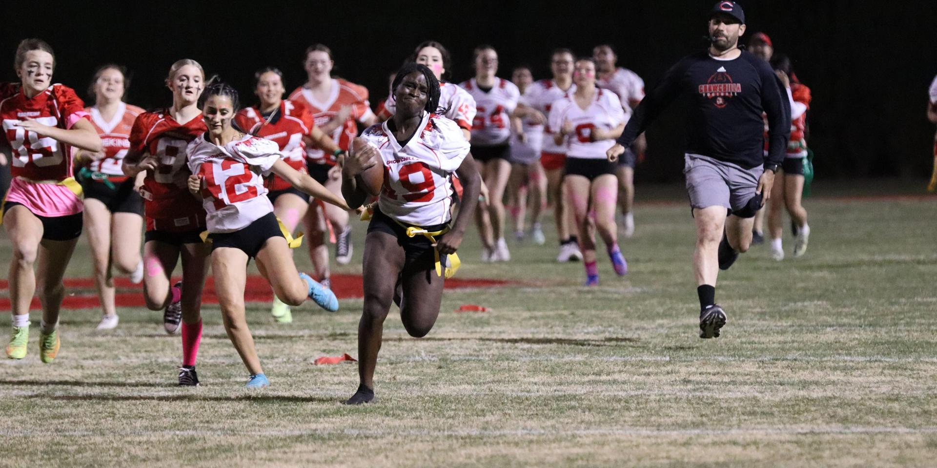 girls playing flag football
