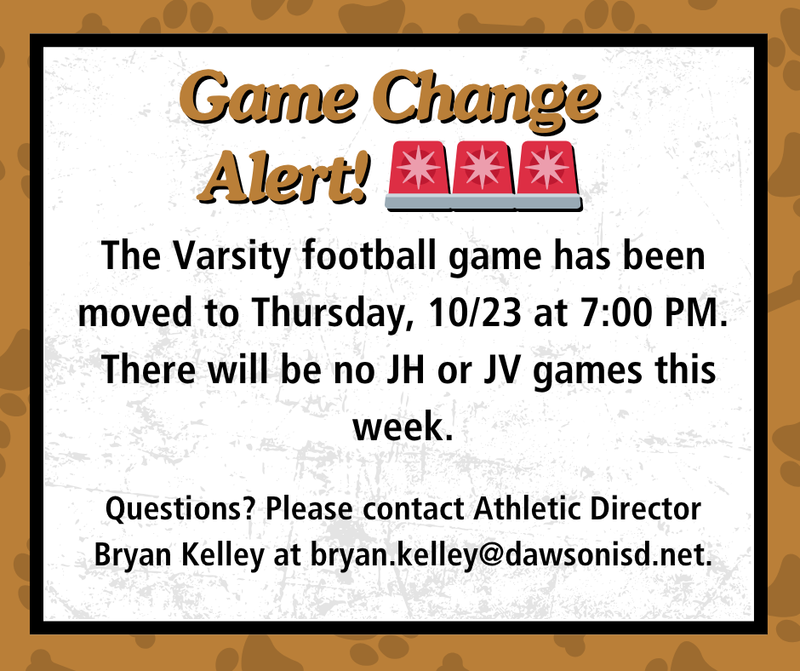 Varsity Football Game Change