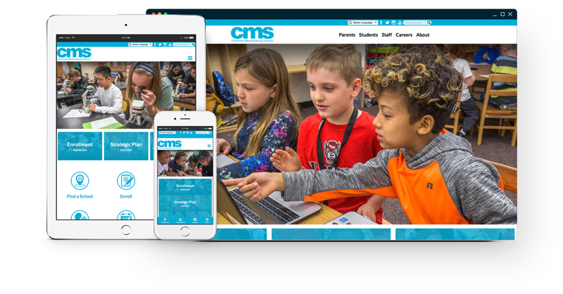 Charlotte-Mecklenburg's website on different devices