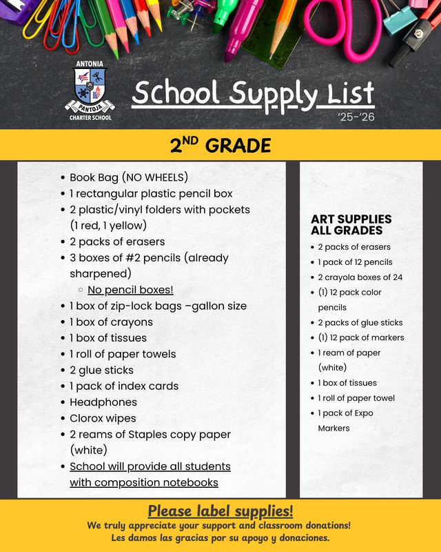 4 - APCS '25-'26 2nd Grade School Supply Checklist.png