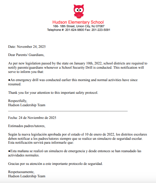 Security Drill Notification