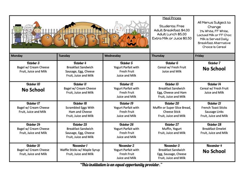 October Breakfast Menu Featured Photo