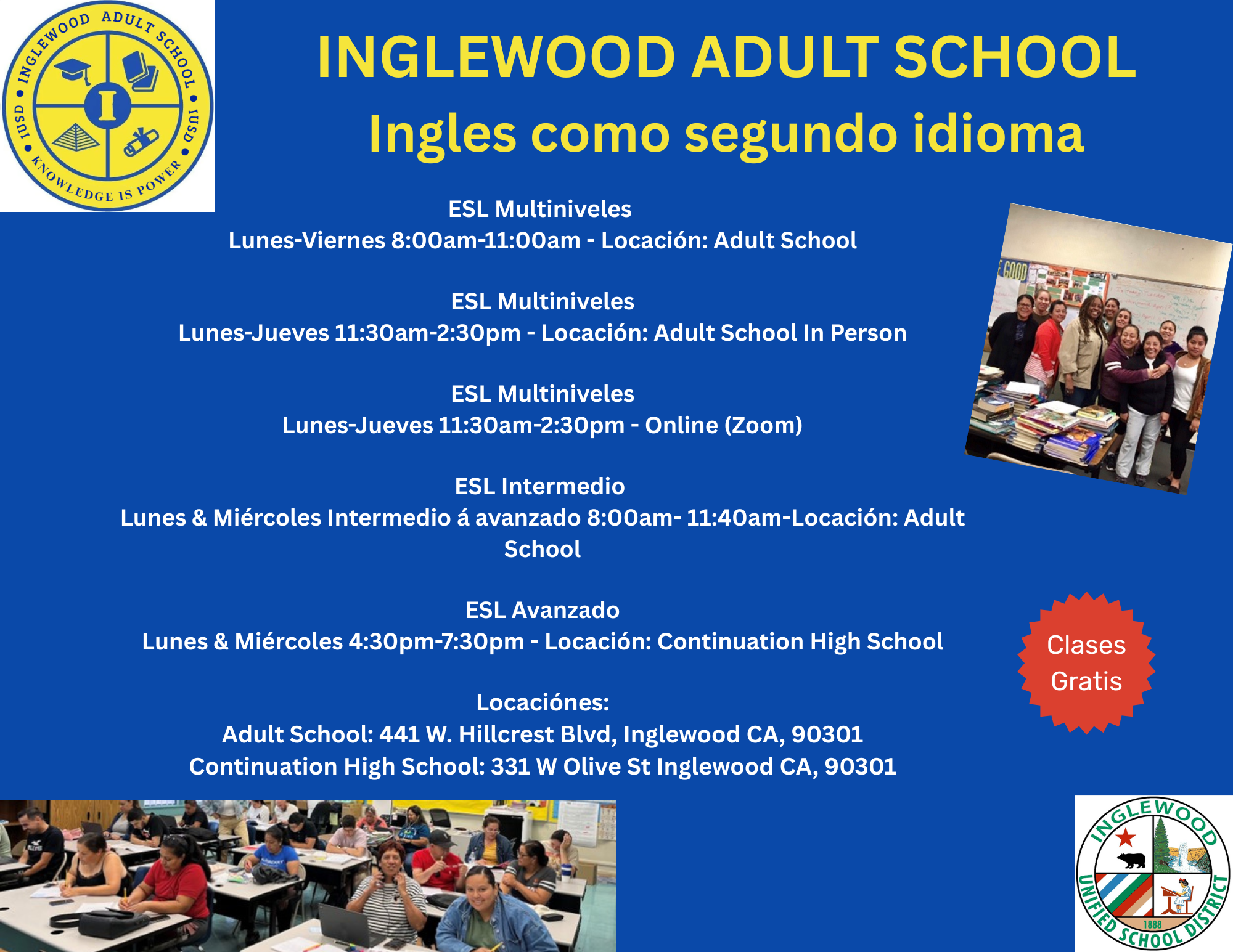 English as a Second Language (ESL) In person – Academics – Inglewood ...