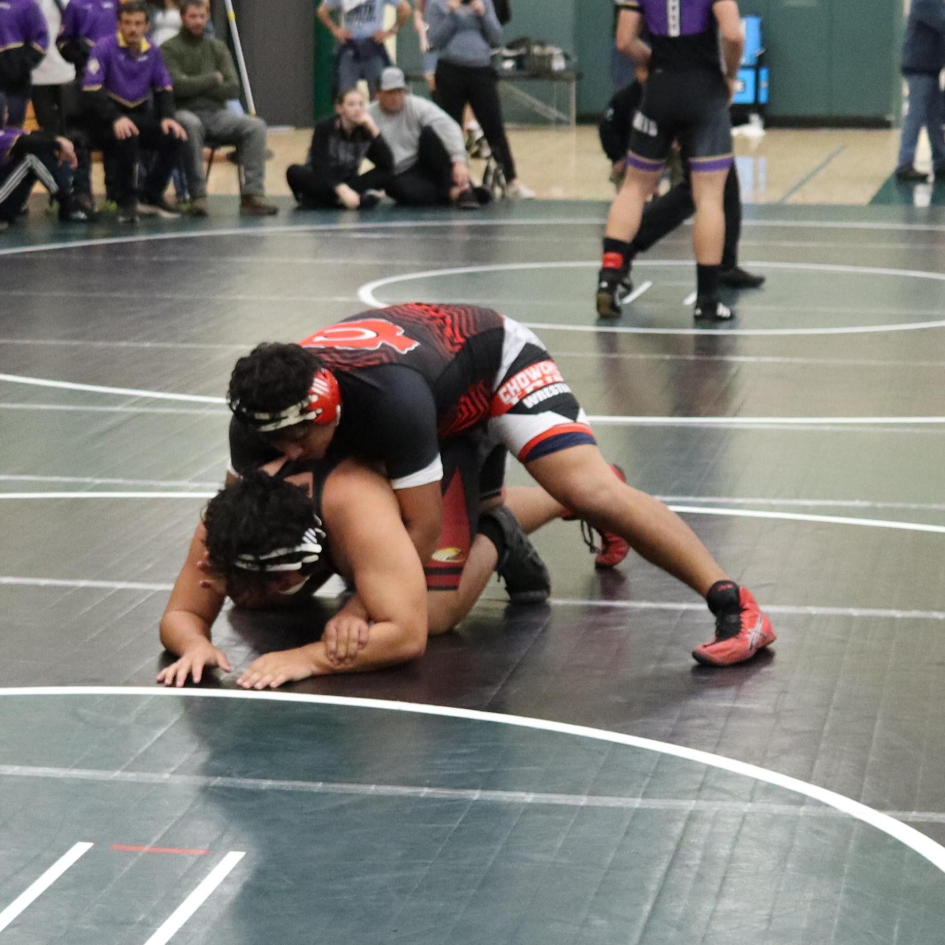 wrestlers in action at the Hawks invitational
