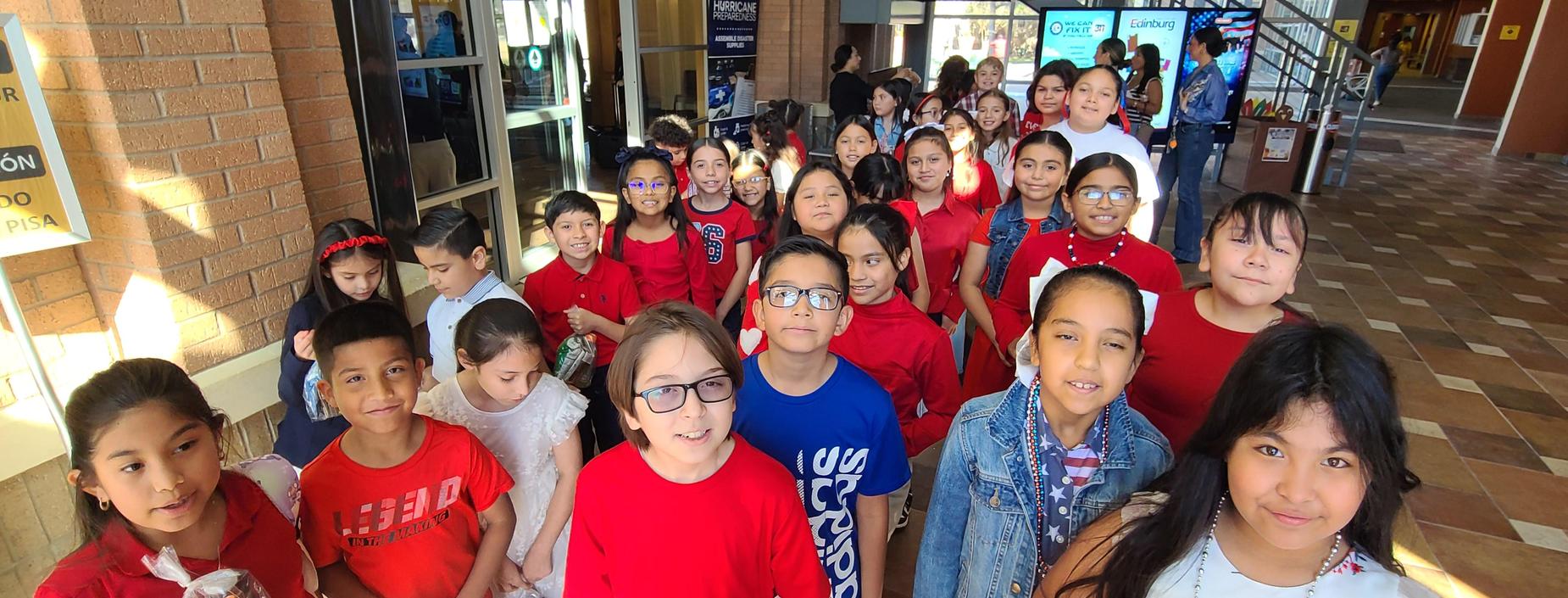 EB Guerra choir students outside city hall