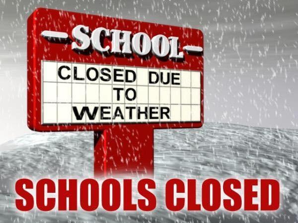 Graphic that says \"school closed due to weather\"