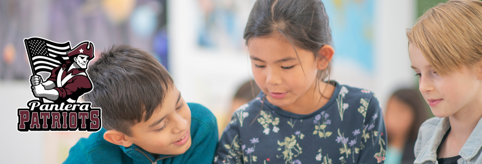 Pantera shuffle homepage banner - students working at their school