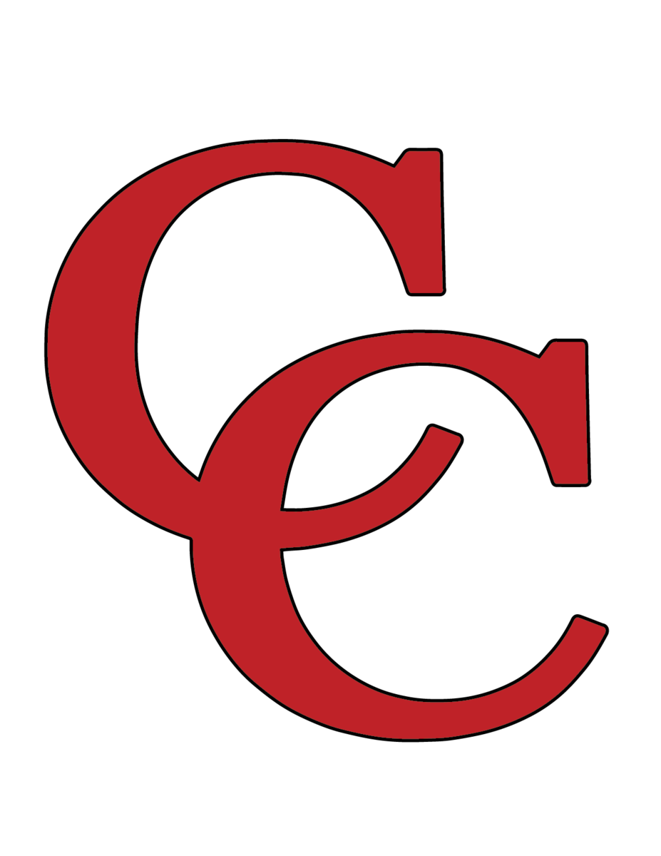 Red intertwined CC letters on a black background.