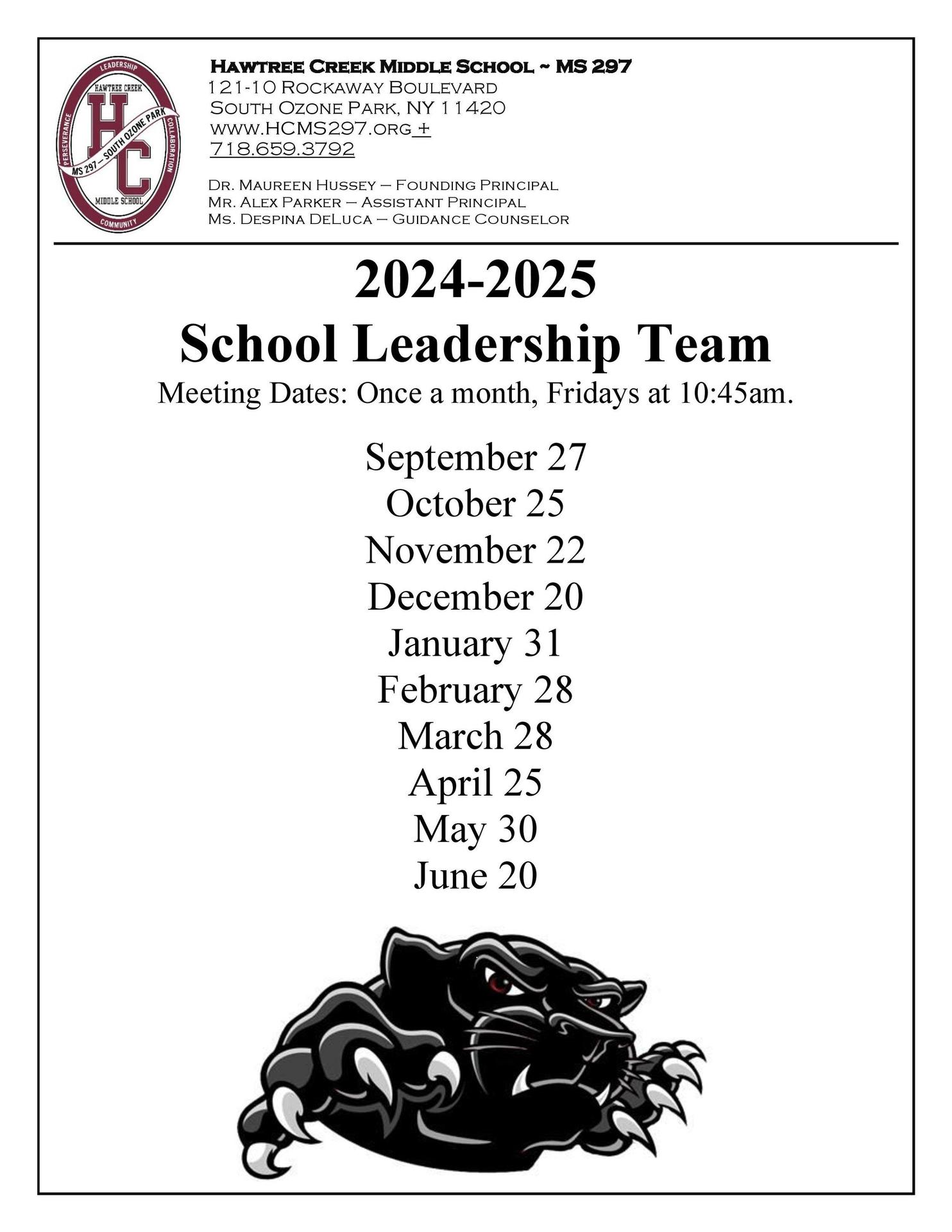 2024-2025 HCMS School Leadership Team