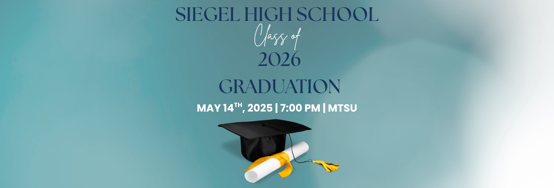 Graduation, May 14th at 7pm at MTSU