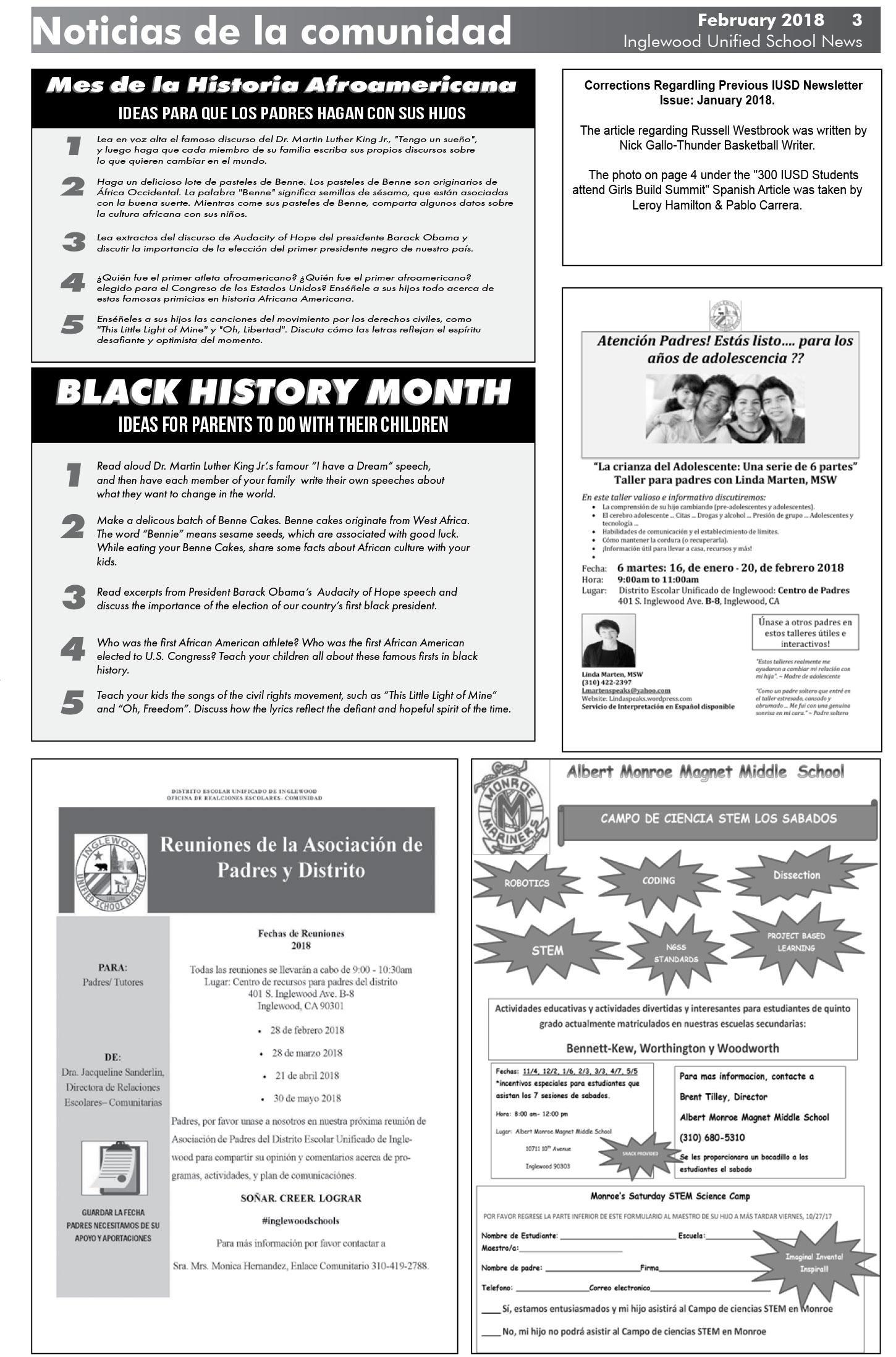 IUSD February 2018 Newsletter News Inglewood Unified School District