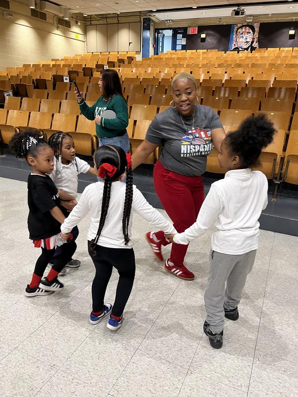 Dance party with Coach GG and students