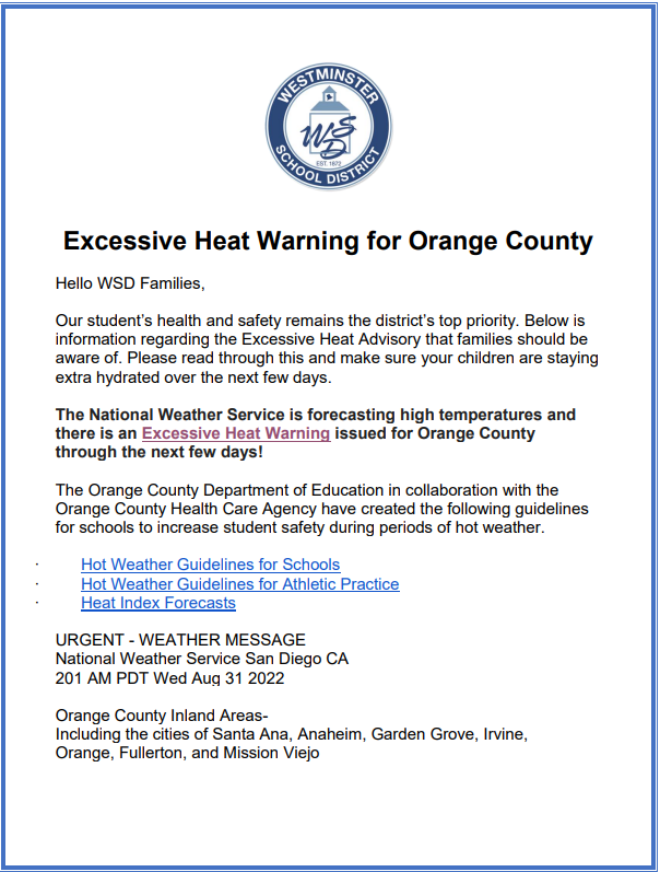 Excessive Heat Warning