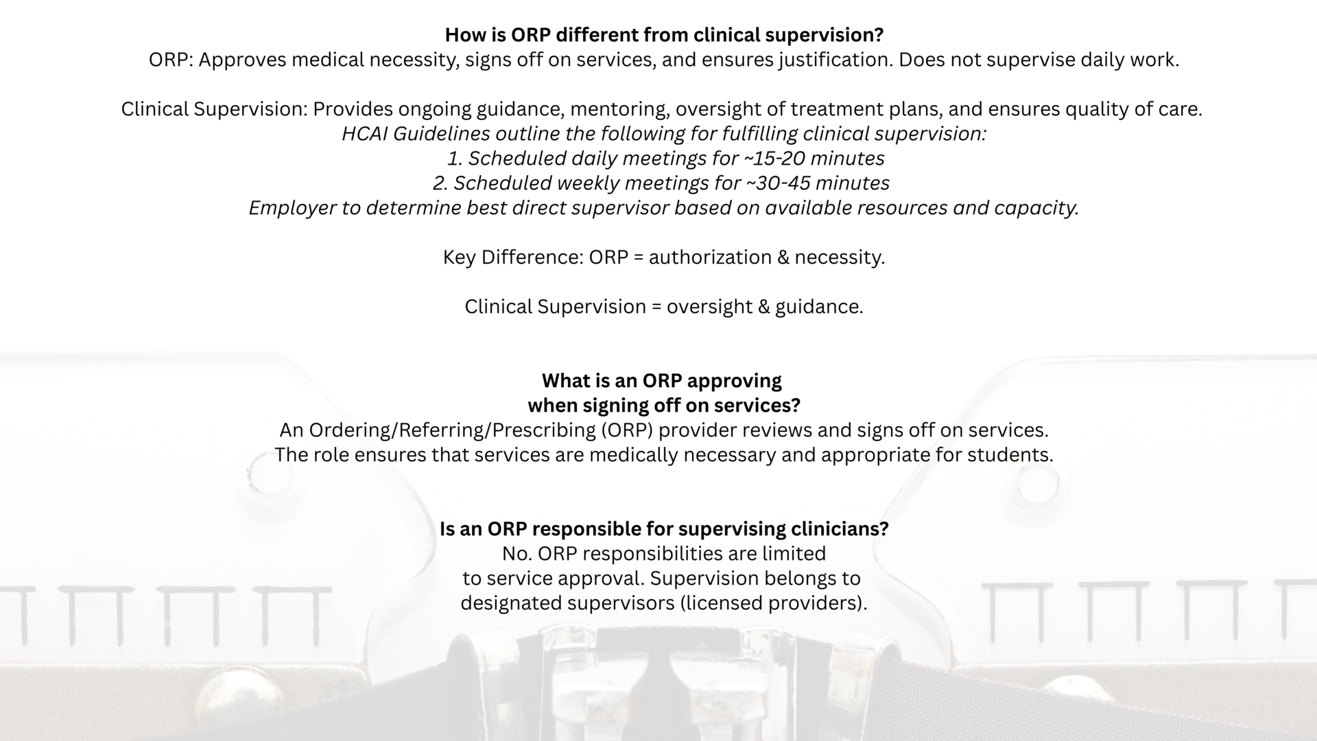 Clinical vs ORP