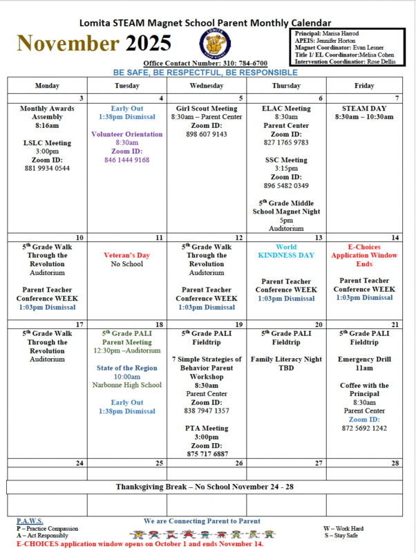 November Calendar 2025