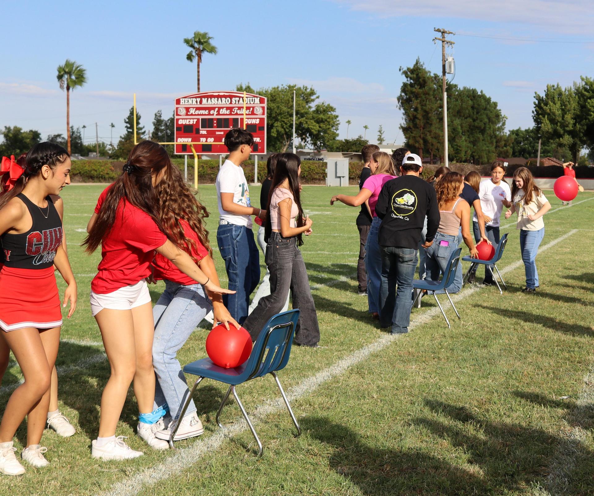 Students and staff enjoying the back to school rally