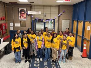 staff and students before the tour