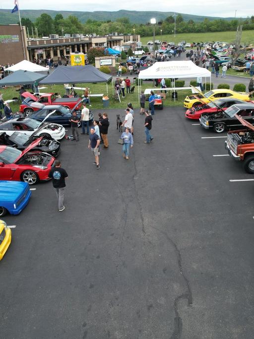 Aerial photo of car show